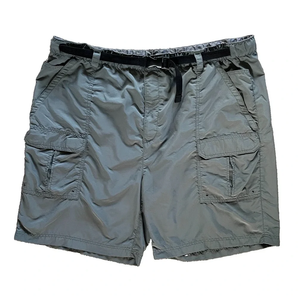 Croft & Barrow Mens XXL Gray Nylon Cargo Hiking Shorts Belted Quick Dry Outdoor